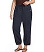 Ali Miles Plus Size Woven Drawstring Button Detail Hem Pants - Image 1