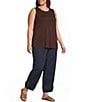 Ali Miles Plus Size Woven Drawstring Button Detail Hem Pants - Image 3