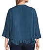 Ali Miles Plus Size Woven Embroidered Motif V-Neck 3/4 Sleeve Handkerchief Button Front Top - Image 2