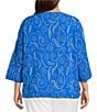 Ali Miles Plus Size Woven Embroidered Paisley Leaf V-Neck 3/4 Sleeve Top - Image 2