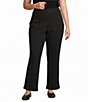 Ali Miles Plus Size Woven Flat Front Straight Leg Ankle Length Front Pintuck Pull-On Pants - Image 1