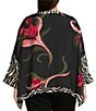 Ali Miles Plus Size Woven Floral Zebra Multi Print Round Neck Long Dolman Sleeve Button Front Tunic, Color:Floral Multi - Image 2