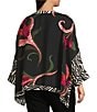 Ali Miles Plus Size Woven Floral Zebra Multi Print Round Neck Long Dolman Sleeve Button Front Tunic, Color:Floral Multi - Image 4