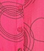Ali Miles Plus Size Woven Geometric Print Point Collar 3/4 Sleeve Button-Front Tunic, Color:Raspberry/Black - Image 6