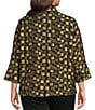 Ali Miles Plus Size Woven Jacquard Gold Dot Wire Collar 3/4 Sleeve Button Front Jacket - Image 2