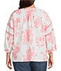 Ali Miles Plus Size Woven Leaf Print Split V-Neck 3/4 Sleeve Tunic - Image 2