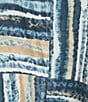 Ali Miles Plus Size Woven Linen Blend Abstract Stripe Round Neck Elbow Sleeve Sharkbite Hem Tunic, Color:Neutral - Image 4