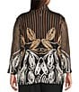 Ali Miles Plus Size Woven Mesh Soutache Embroidered Ribbon Linear Wire Collar 3/4 Sleeve Button Front Jacket - Image 2
