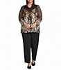 Ali Miles Plus Size Woven Mesh Soutache Embroidered Ribbon Linear Wire Collar 3/4 Sleeve Button Front Jacket - Image 3