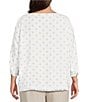Ali Miles Plus Size Woven Multi Dot Round Neck Short Sleeve Frayed Hem Tunic - Image 2