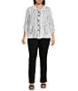 Ali Miles Plus Size Woven Multi Stripe Point Collar 3/4 Cinched Tie Sleeve Button-Front Tunic - Image 3