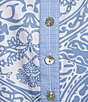Ali Miles Plus Size Woven Printed Point Collar 3/4 Sleeve Button Front Shirt, Color:White/Blue - Image 4