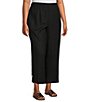 Ali Miles Plus Size Woven Side-Button Detail Hem PUll-On Ankle Pants - Image 1