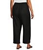 Ali Miles Plus Size Woven Side-Button Detail Hem PUll-On Ankle Pants - Image 3