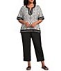 Ali Miles Plus Size Woven Side-Button Detail Hem PUll-On Ankle Pants - Image 4
