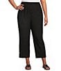 Ali Miles Plus Size Woven Side-Button Detail Hem PUll-On Ankle Pants - Image 1