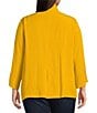 Ali Miles Plus Size Woven Solid Wire Collar 3/4 Sleeve Pleated Hem Button Front Tunic, Color:Harvest - Image 2