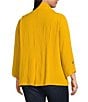 Ali Miles Plus Size Woven Solid Wire Collar 3/4 Sleeve Pleated Hem Button Front Tunic, Color:Harvest - Image 4
