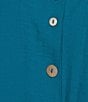 Ali Miles Plus Size Woven Solid Wire Collar 3/4 Sleeve Pleated Hem Button Front Tunic, Color:Dark Teal - Image 6