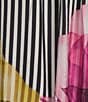 Ali Miles Plus SIze Woven Stripe Floral Point Collar Short Dolman Sleeve Drawstring Hem Button-Front Shirt - Image 3
