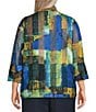 Ali Miles Plus Size Woven Textured Abstract Wire Collar 3/4 Bell Sleeve Button Front Jacket - Image 2