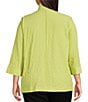 Ali Miles Plus Size Woven Textured Wire Collar 3/4 Sleeve Button Front Tunic, Color:Soft Lime - Image 2