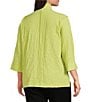 Ali Miles Plus Size Woven Textured Wire Collar 3/4 Sleeve Button Front Tunic, Color:Soft Lime - Image 4