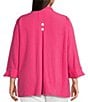 Ali Miles Plus Size Woven Wire Collar 3/4 Sleeve Button-Front Tunic, Color:Blossom - Image 2