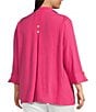Ali Miles Plus Size Woven Wire Collar 3/4 Sleeve Button-Front Tunic, Color:Blossom - Image 4