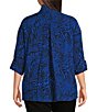 Ali Miles Plus Size Woven Zebra Leopard Print Wire Collar 3/4 Sleeve Button Front Tunic, Color:Royal/Black - Image 4