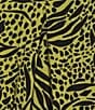 Ali Miles Plus Size Woven Zebra Leopard Print Wire Collar 3/4 Sleeve Button Front Tunic, Color:Citron/Black - Image 5