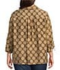 Ali Miles Plus Woven Jacquard Allover Dot Point Collar 3/4 Cinched Sleeve Button Front Shirt - Image 2