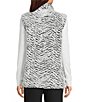 Ali Miles Plush Knit Jacquard Stripe Fold Over Collar Sleeveless Reversible Vest - Image 3