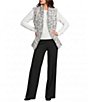 Ali Miles Plush Knit Jacquard Stripe Fold Over Collar Sleeveless Reversible Vest - Image 4