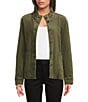 Ali Miles Point Collar Long Sleeve Button Front Jacket, Color:Deep Olive - Image 1