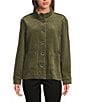 Ali Miles Point Collar Long Sleeve Button Front Jacket, Color:Deep Olive - Image 2