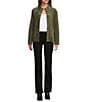 Ali Miles Point Collar Long Sleeve Button Front Jacket, Color:Deep Olive - Image 4