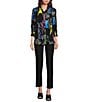 Ali Miles Printed Faces Wire Collar 3/4 Sleeve Button-Front Tunic, Color:Abstract Multiple - Image 3