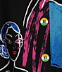 Ali Miles Printed Faces Wire Collar 3/4 Sleeve Button-Front Tunic, Color:Abstract Multiple - Image 4