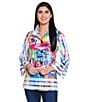 Ali Miles Printed Wire Collar 3/4 Bell Sleeve Button-Front Tunic, Color:Abstract Multiple - Image 5