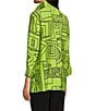 Ali Miles Printed Wire Collar 3/4 Sleeve Button Front Side Slit Tunic, Color:Apple Green - Image 4