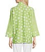 Ali Miles Printed Wire Collar 3/4 Sleeve Button-Front Tunic, Color:Soft Lime - Image 2