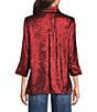 Ali Miles Shimmer Wire Collar 3/4 Sleeve Button Front Tunic, Color:Crimson - Image 2