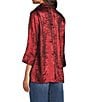 Ali Miles Shimmer Wire Collar 3/4 Sleeve Button Front Tunic, Color:Crimson - Image 4