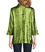 Ali Miles Shimmer Wire Collar 3/4 Sleeve Button Front Tunic, Color:Soft Olive - Image 2