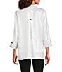Ali Miles Shimmer Wire Collar 3/4 Sleeve Button Front Tunic, Color:Pearl - Image 2
