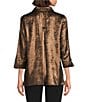 Ali Miles Shimmer Wire Collar 3/4 Sleeve Button Front Tunic, Color:Copper - Image 2