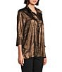 Ali Miles Shimmer Wire Collar 3/4 Sleeve Button Front Tunic, Color:Copper - Image 3