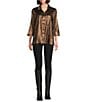 Ali Miles Shimmer Wire Collar 3/4 Sleeve Button Front Tunic, Color:Copper - Image 5