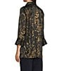 Ali Miles Shimmer Woven Allover Multi Print Wire Collar 3/4 Bell Sleeve Button Front Tunic, Color:Multi - Image 4